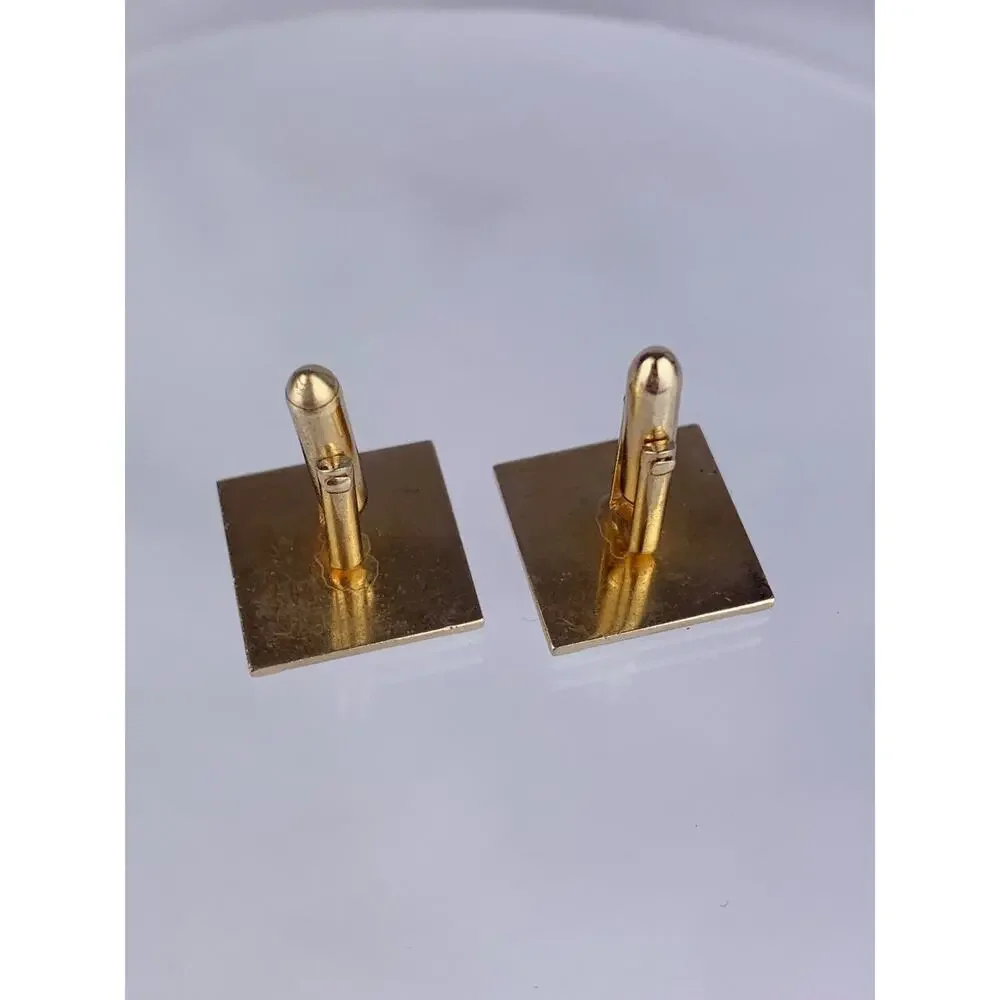 Crown Shield Coat of Arms 12k Gold Plate Cufflinks Simple Crest Heraldry VTG O1